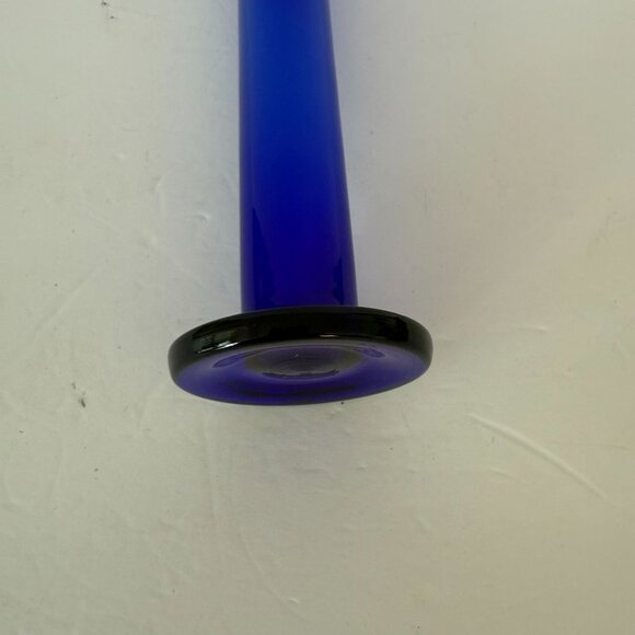 Blue Glass Bud Vase Cylinder Design 7.5" Tall Decorative Accent Piece - Picture 4 of 5